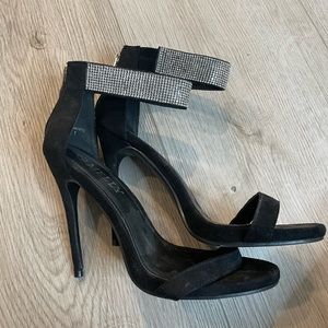 Black rhinestone heels